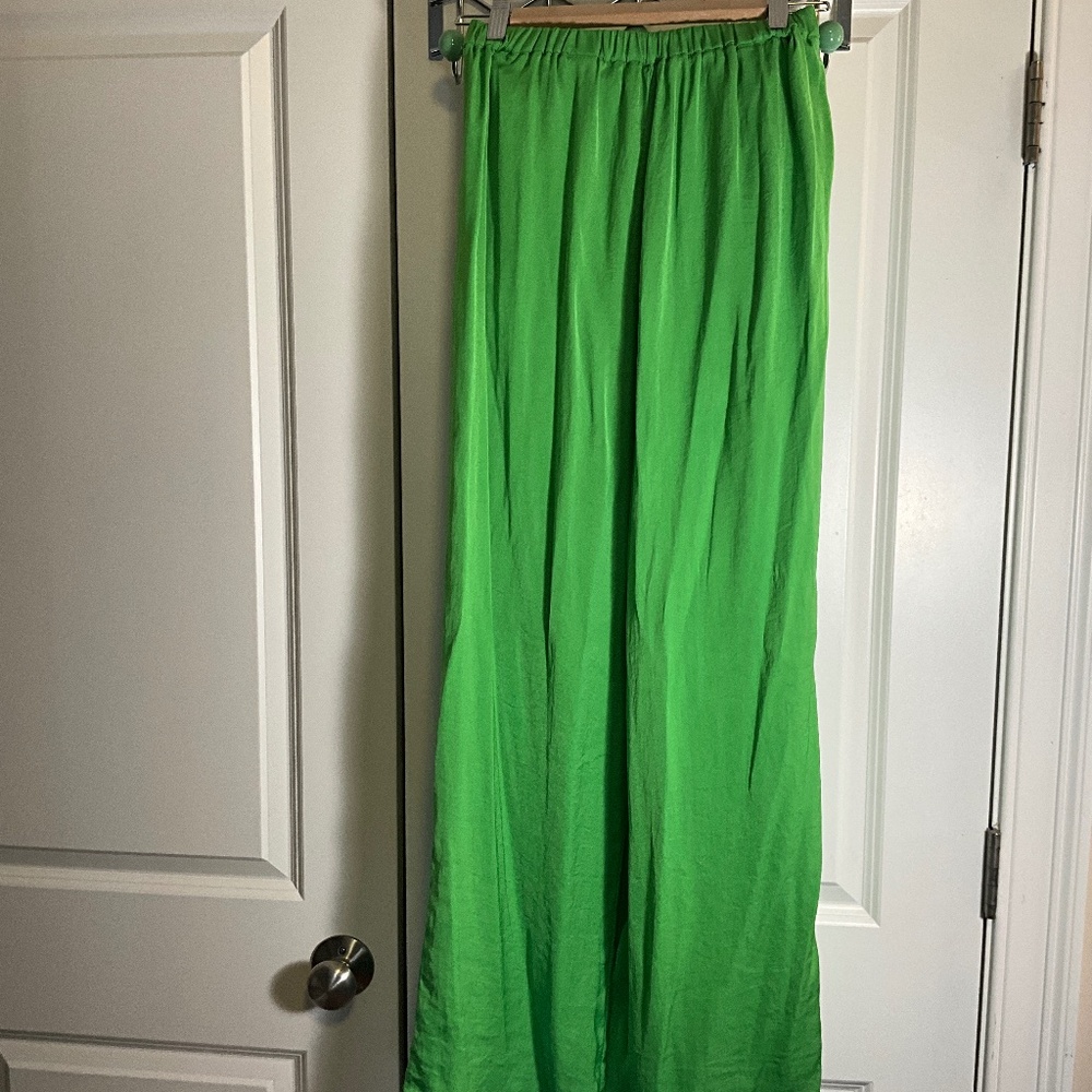 Zara lime green wide leg lightweight pants xs